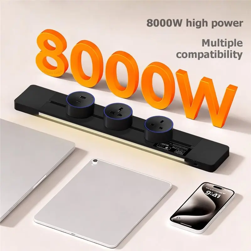【Festival】Multifunctional 60Cm Induction Lamp Wall Track Socket Can Accommodate Hold 4- 6 Sockets 13A B