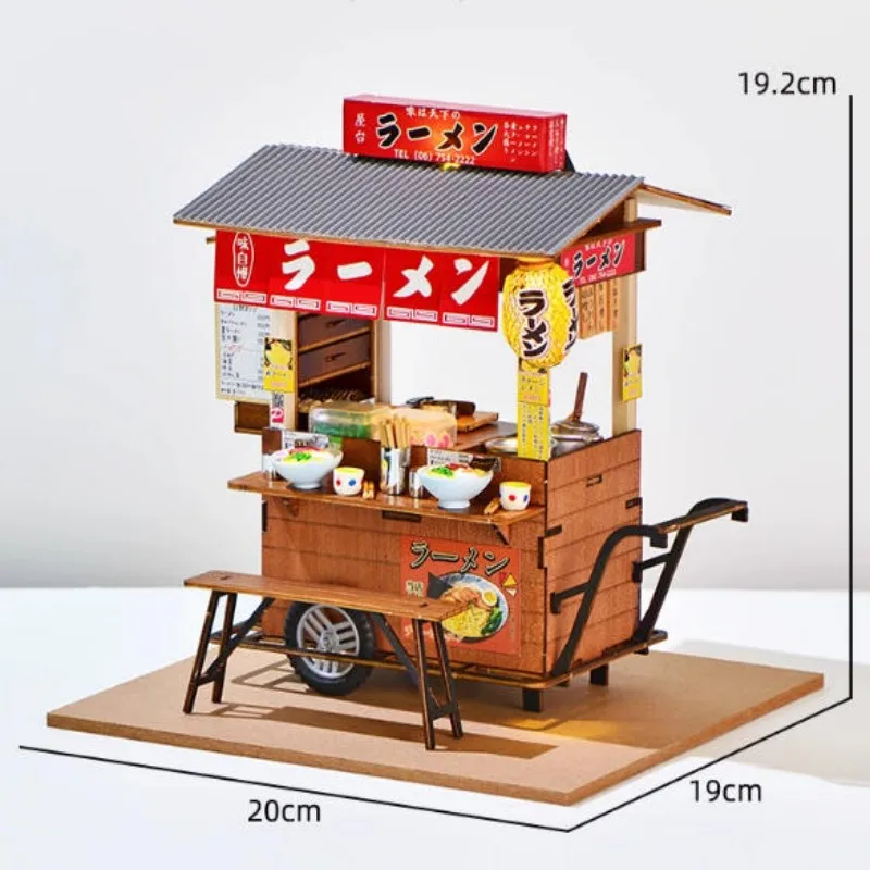 اليابانية Yatai-Teppanyak شارع مخزن بيوت الدمى لتقوم بها بنفسك خشبية مصغرة أطقم منمذجة ثلاثية الأبعاد لغز دمية للبالغين هدايا عيد ميلاد #3