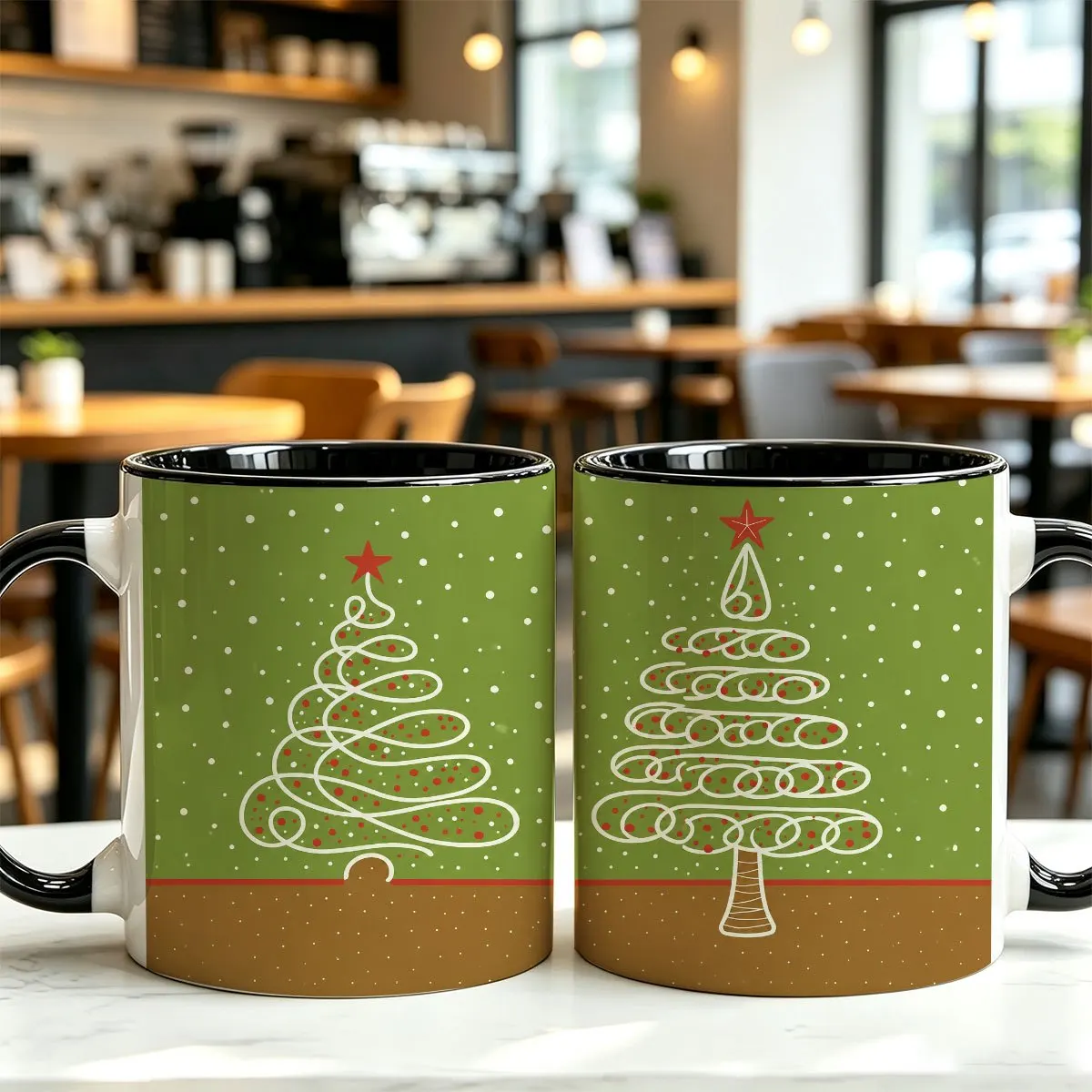 1pc 11Oz Multicolor Mug Ceramic Coffee Cup with Festive Christmas Tree Pattern Snowflake Background Holiday Design for Home Office Kitchen Use Daily Drinking Ideal Gift for Family Friends Colleagues During Christmas Season
