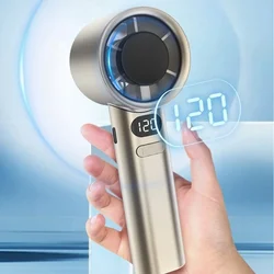 2024 New 120th Speed Handheld Ice Coating Fan Digital Display Turbo Violent Wind Power Semiconductor 1200mah