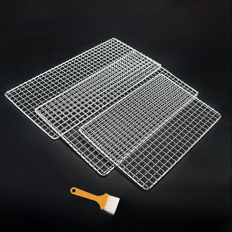 Thickened 304 Stainless Steel Barbecue Net Sheet Rectangular Outdoor Barbecue Oven Grid BBQ Grill Rack for Indoor And Outdoor...