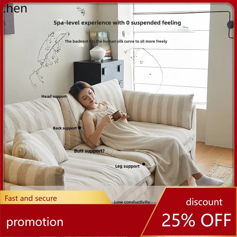 

CZ wind linen cotton and linen fabric can be fully disassembled and washed cream wind super soft straight row down