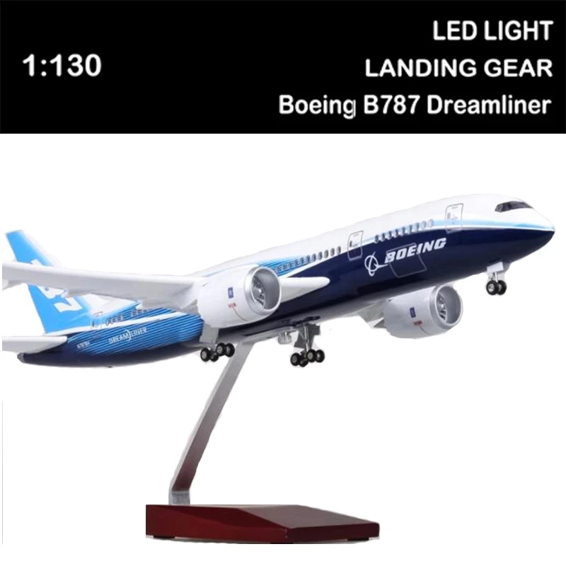 Plane Toy Big 1:130 Scale Civil Airliner Prototype Aircraft Boeing 787 Resin Diecast Airplane With Light and Wheel for Collectio