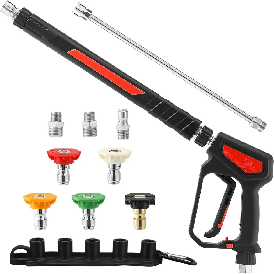 

RIDGE WASHER Pressure Washer Gun 5000 PSI 12 GPM for HeavyDuty Cleaning Applications Features Stainless Steel Extension Wand De