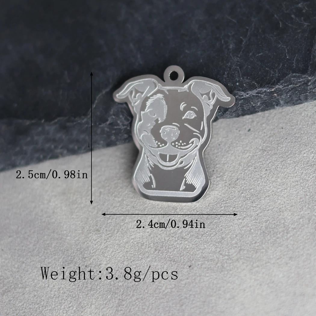 2pcs Pitbull Dog Charms For Jewelry Making Stainless Steel Animal Charms Pendants For DIY Necklaces Earrings Gifts