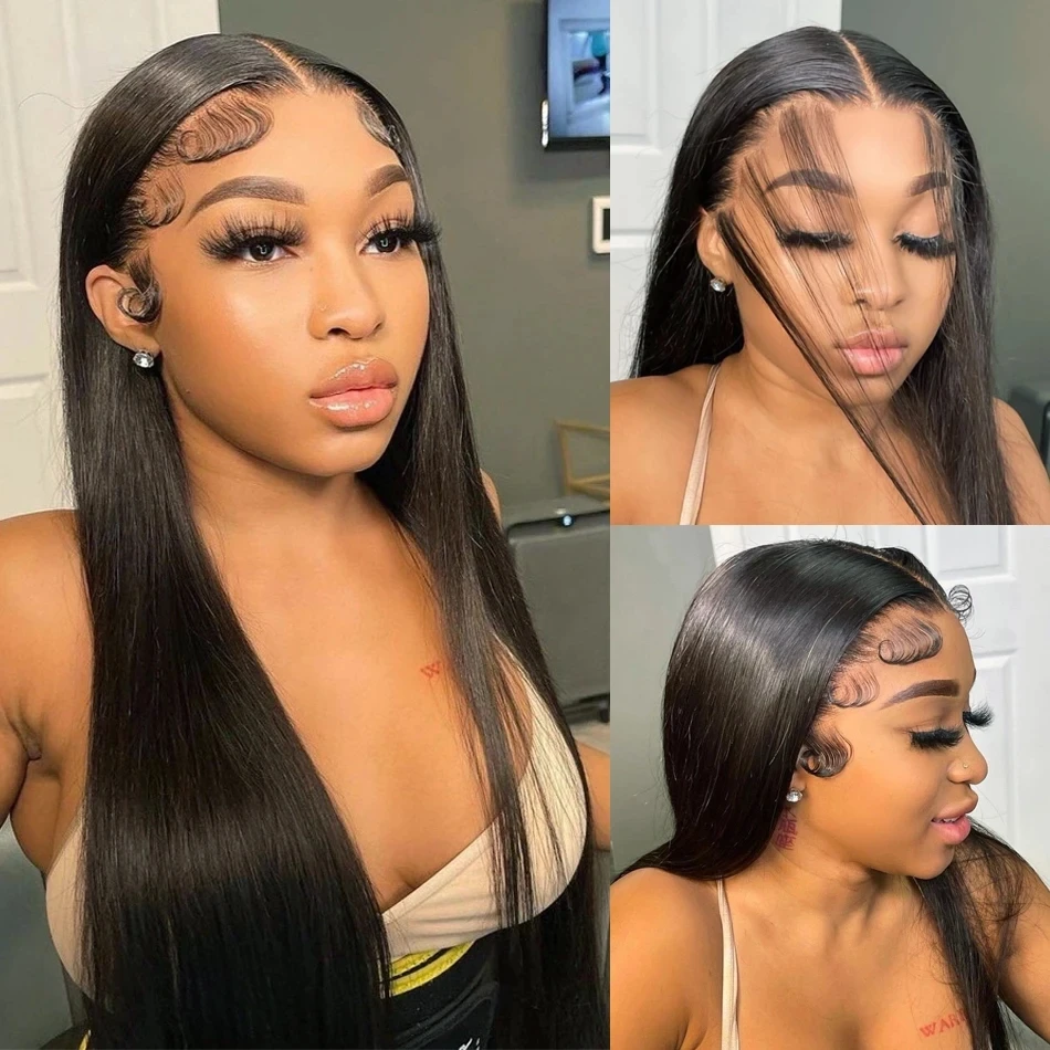 250 الكثافة 30 40 بوصة مستقيم الدانتيل الجبهة الباروكات شعر الإنسان 13x6 Hd الدانتيل الشفاف الجبهة خصلات الشعر المستعار الإنسان البرازيلي عذراء الشعر