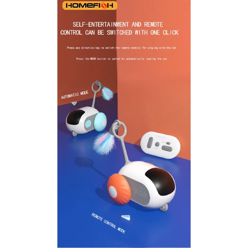 

Smart Cat Car 2 Modes Automatic Moving Remote Controlled Car for Cats Dogs Interactive Playing Kitten Training Pet Supplies