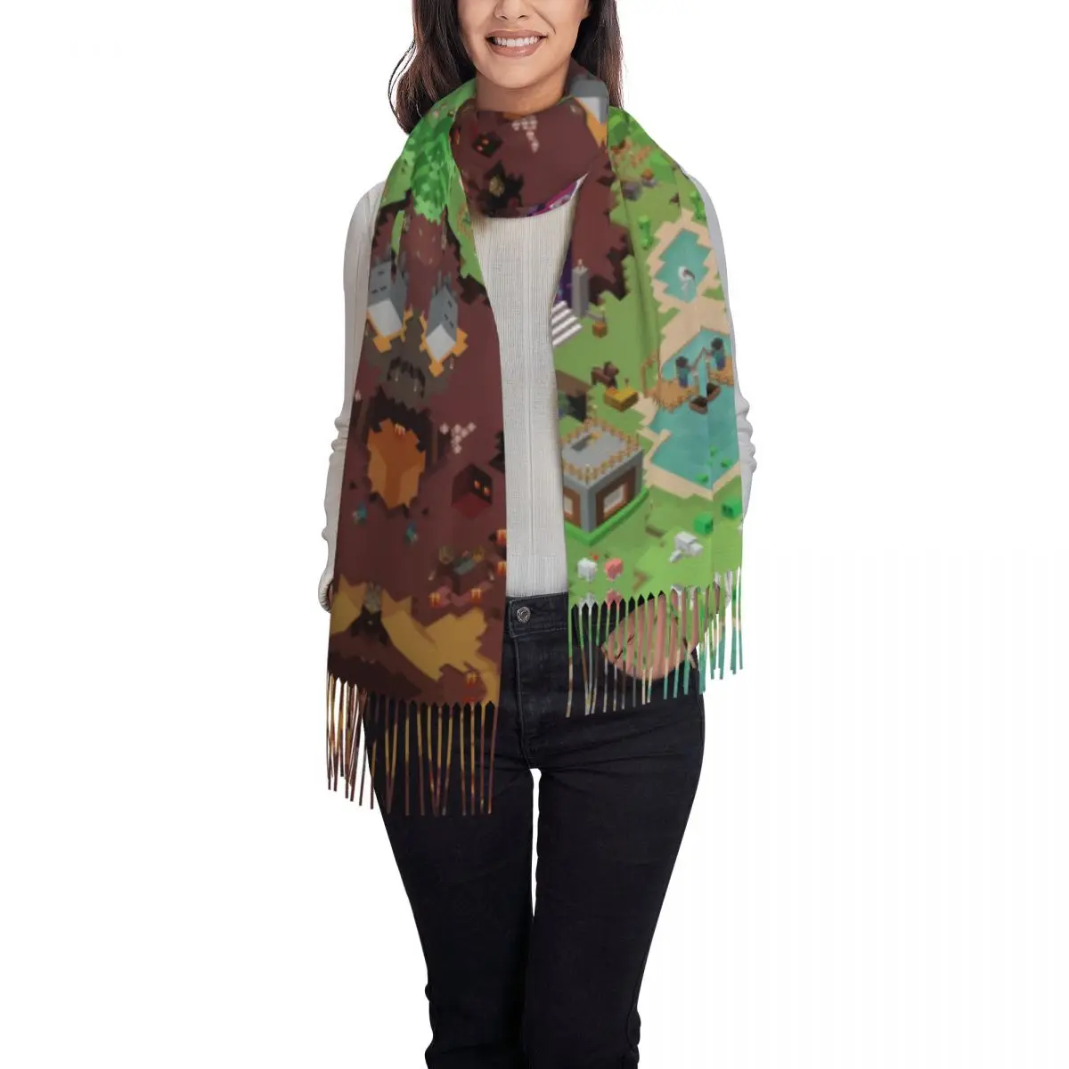 Exploring New Worlds Scarf Tassel Scarves for Women Soft Warm Shawls and Wraps Long Fall Winter Shawl Wrap