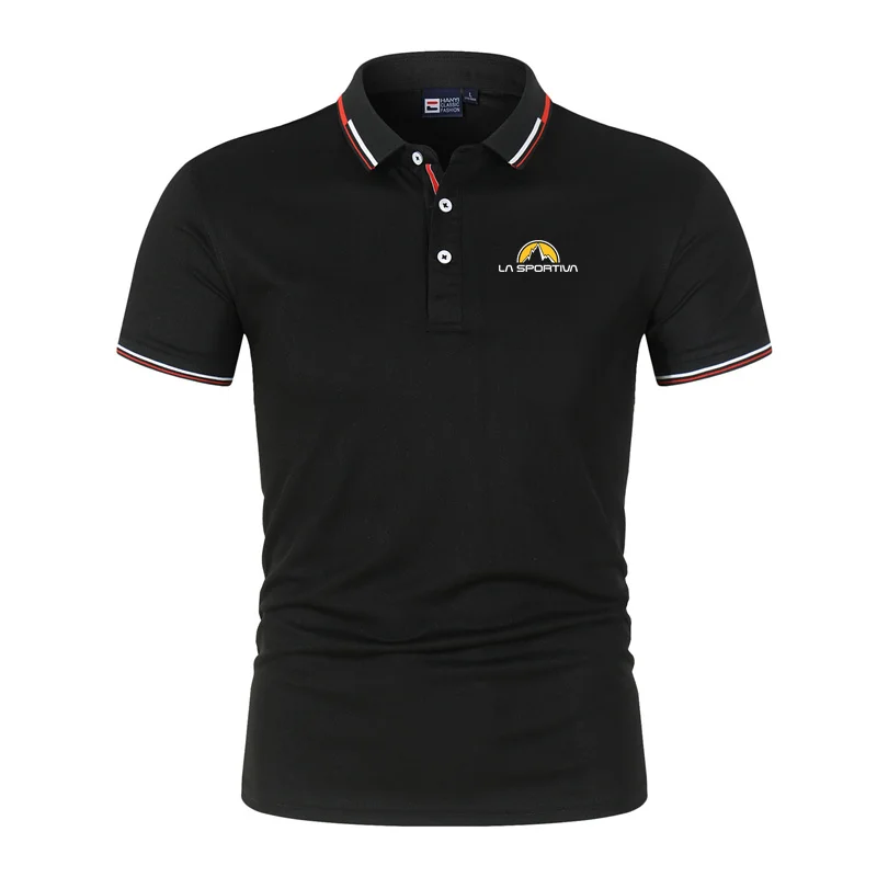 New Summer La Sportiva Polo Shirt Mens Brand Polo Plus Size T Shirts Stritching Shorts Sleeve Turn-down Collar Business Tee Shir