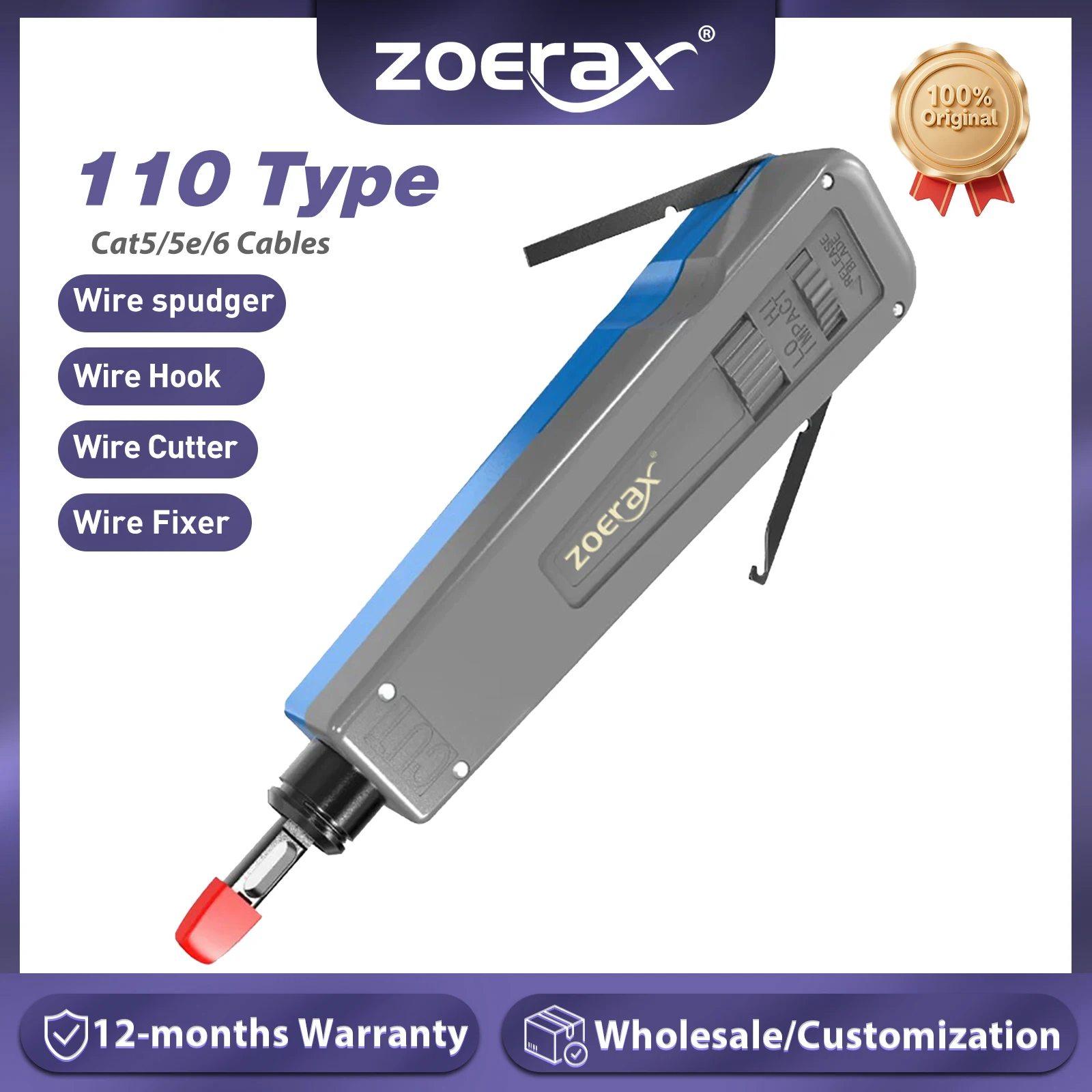 

Инструмент ZoeRax Punch Down Многофункциональный инструмент для сетевого кабеля с лезвием типа 110 и 88, ударный инструмент Keystone Jack с местом для хранения лезвий