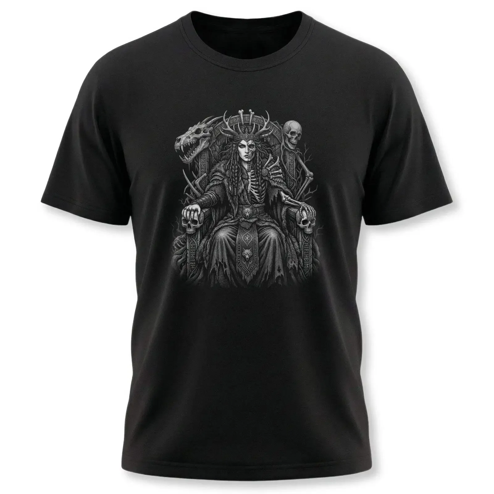 Camiseta Hel Norse Goddess con diseño de calavera de la Reina del Submundo, estilo vikingo gótico vintage, lavada, versátil, transpirable, suave, unisex.
