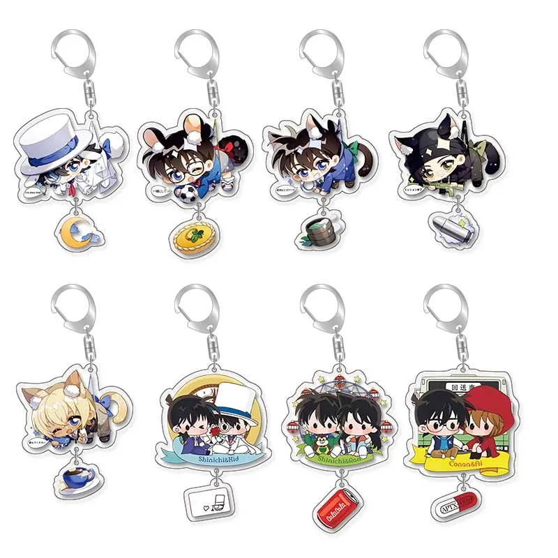 

5.5cm Hot Anime Detective and Conans Series Pendent Cute Cartoon Character Creativity Print Acrylic Keychain Boys and Girls Gift