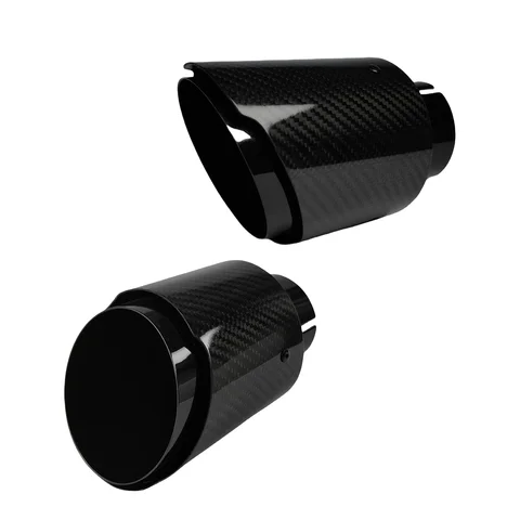 1 Pcs Universal Car Carbon Fibre Tail Throat Stainless Steel Silencer Bright Black Twill Glossy Muffler Exhaust Nozzle Tip 12 best sales f30 exhaust - №5