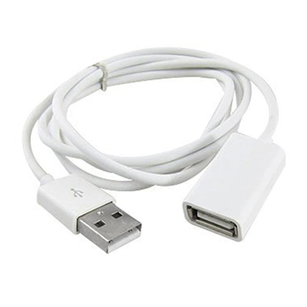 New Arrival White PVC Metal USB 2.0Male to Female Charging Cable Extension Adapter USB Data Cable Cord Extender Charge 1m 3Ft 6T