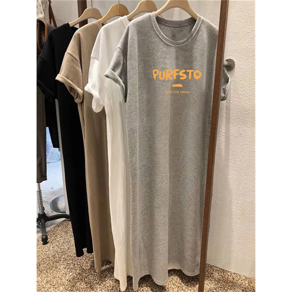 

Летнее свободное повседневное удобное женское платье для беременных с короткими рукавами и круглым вырезом с принтом европейских и американских букв