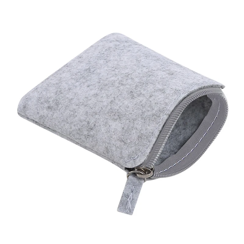 Felt Mini Storage Coin Purse Women Men Change Bag Credit Card ID Holder Headphone Bag Wallets For Male Female Wallets