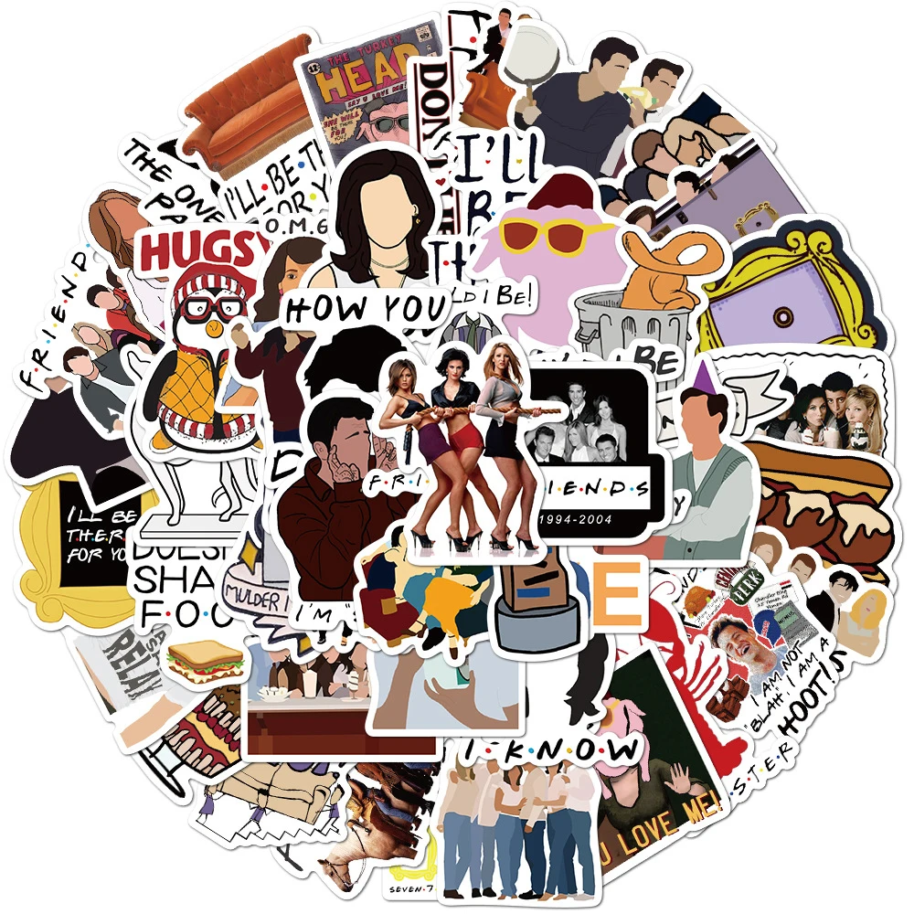 10/30/50/100pcs Classic TV Show Friends Cartoon Decoration Stickers DIY Diary Suitcase Stationery Cute Pattern Waterproof Decal