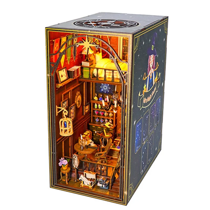 

DELAM-DIY книжный уголок, комплект, деревянный дом, 3D головоломка, сборная модель, строительная вставка для книжной полки, украшение