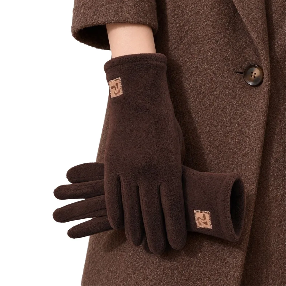 Casual Thickened Winter Cycling Gloves Coldproof Soft Women Thermal Gloves Warm Solid Color Touch Screen Gloves Cycling