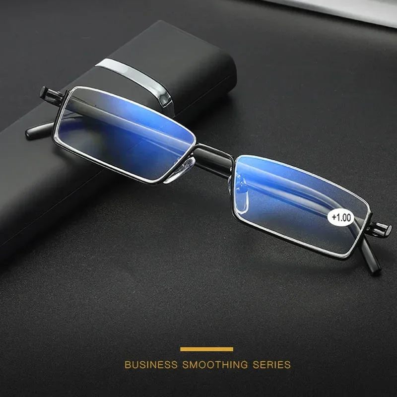 TR90 Anti-Blue Light Reading Glasses Half Frame Women Men Finished Presbyopia Eyeglasses Far Sight Eyewear with Case Diopter