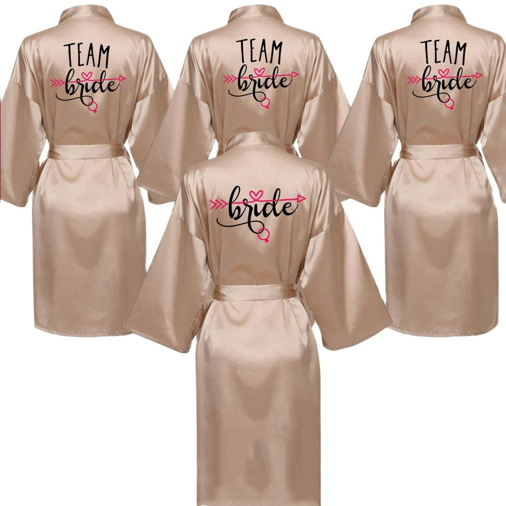 

Wedding Party Team Bride Robe Kimono Satin Pajamas Bridesmaid Bathrobe SP601