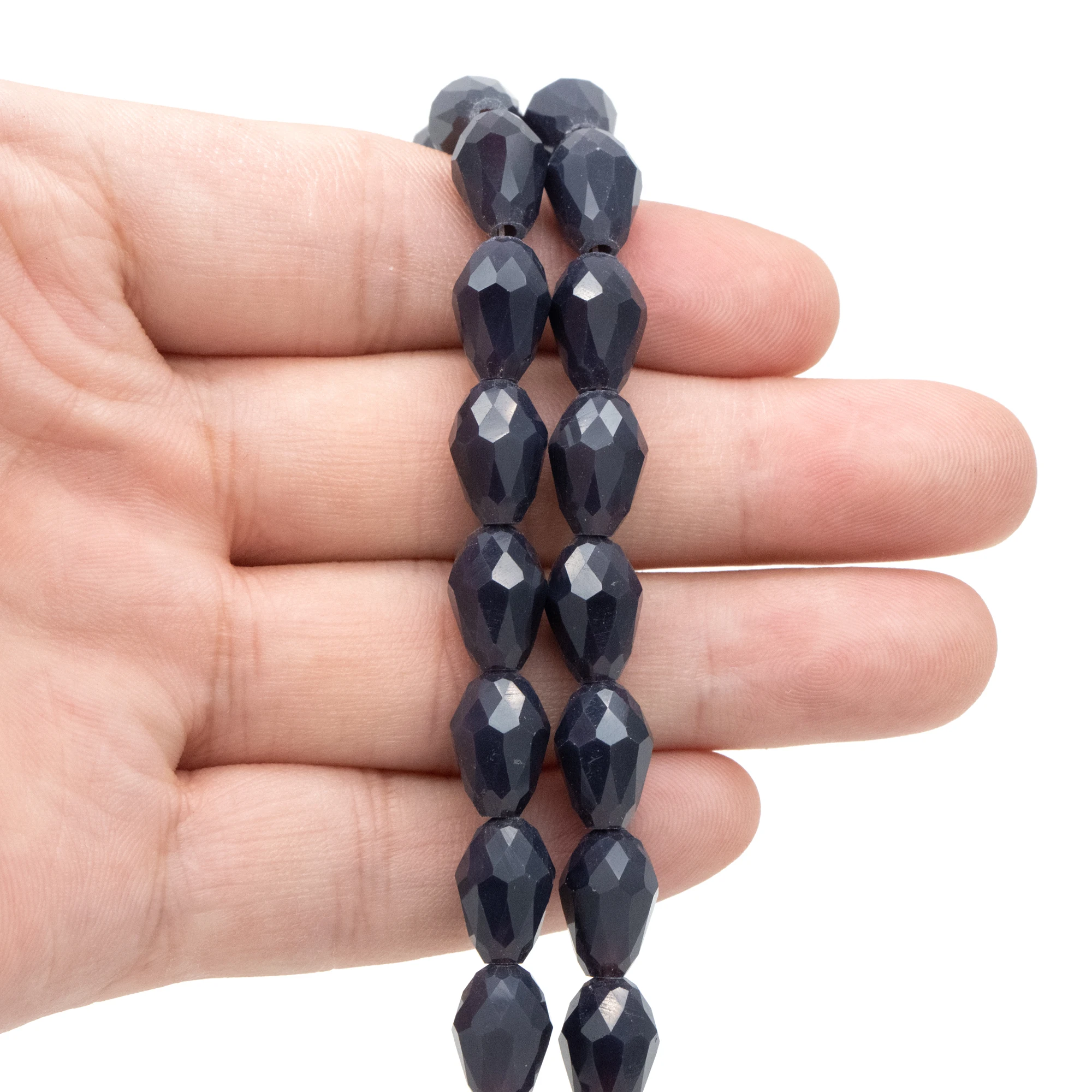 56pcs Faceted Teardrop Glass Crystal Beads 8x11mm, Dark Purple (#SS08-61)