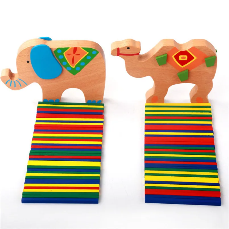 Animal Wooden Balance Building Blocks Elephant Camel Toys Counting Stick Montessori Game Early Educational Toys Children Gifts