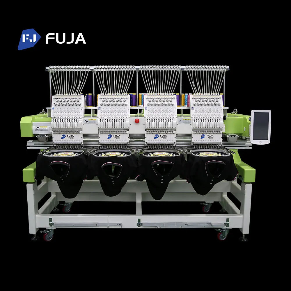 FUJA Top Quality 4 Heads 12 15 Needles Computerized Industrial Embroidery Machine