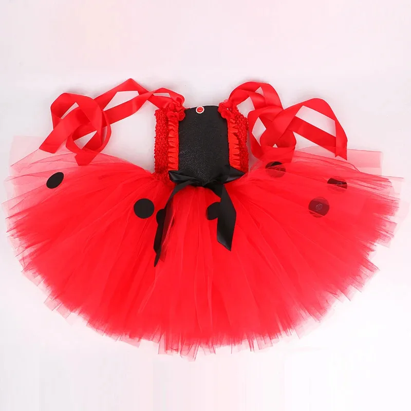 Baby Mädchen Lady Beetle Tutu Kleid mit Flügeln Fee Prinzessin Kostüme für Kinder Halloween Geburtstag Outfit Rote Tupfen Kleidung
