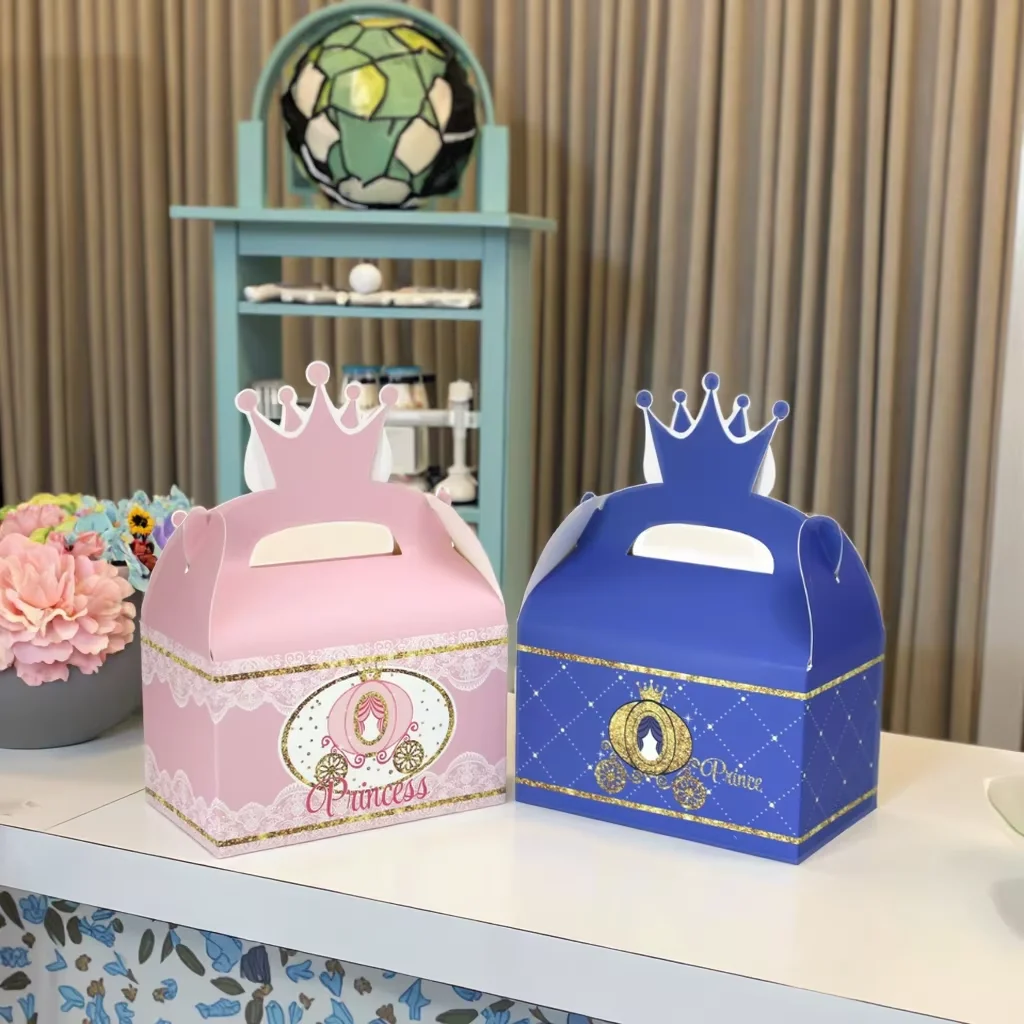 12PCS Princess Prince Birthday Theme Party Gift Candy Cake Handheld Box view 5