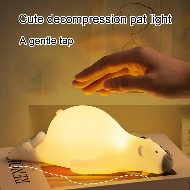 

Bear Lamp Silicone Night Light Animal Lights Portable Nursery Night Lights USB Rechargeable 1200mAh Animal Lamp with Silicon for