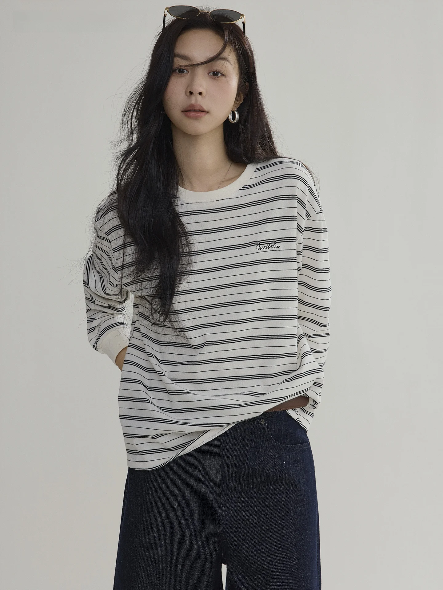 

Joli Choose Korean Style Loose Fit Long Sleeve round Neck Striped T-Shirt Women Casual Base Layer Shirt Top for Ladies