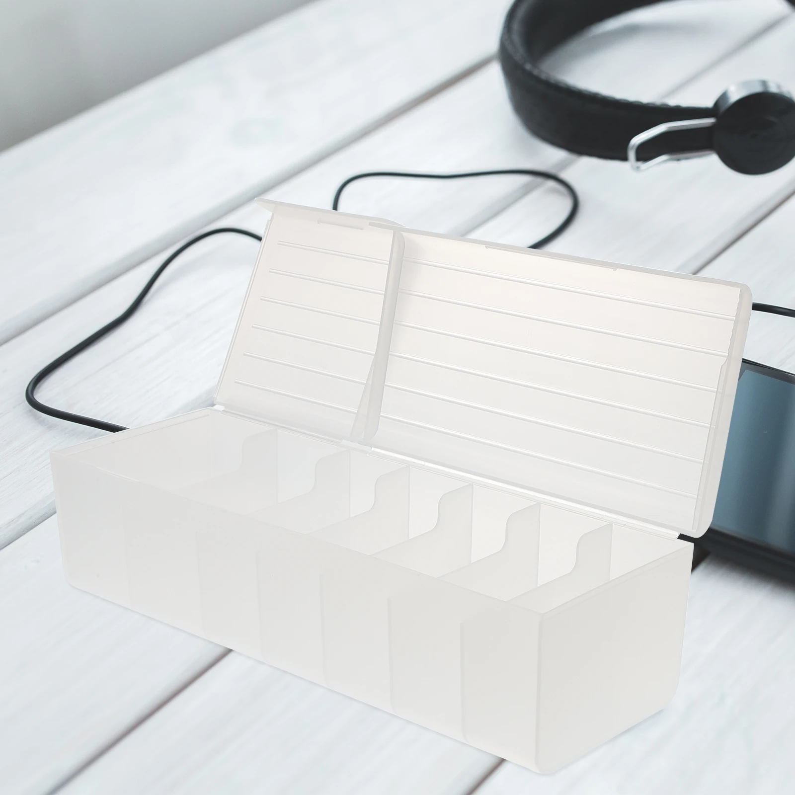 

Cable Management Box 7-Slot Cable Organizer Case Durable Cord Storage Box Slim Desktop Organizer for Office Home