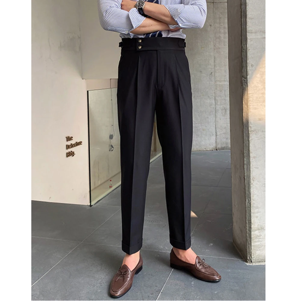 Fashion Men Pant Solid Color Spring Summer Simple Social Pantalones Hombre Trousers Pant Versatile Casual Men Waist