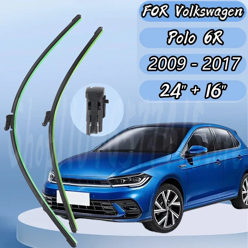 

Front Wiper Blades Set For VW Polo 6R Hatchback 2009 - 2017 Windshield Windscreen Window 24"+16" Silent upgrade
