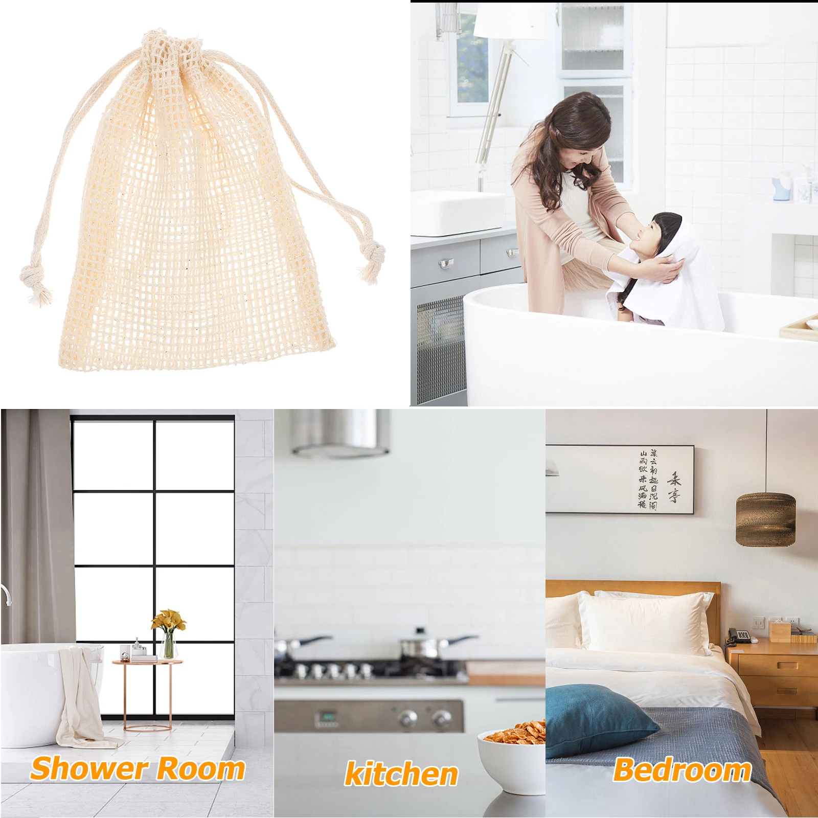 

5Pcs Soap Storage Sponge Cotton Linen Pouches Reusable Foaming Bags Lightweight Travel Body Cleansing HandmadeSoap