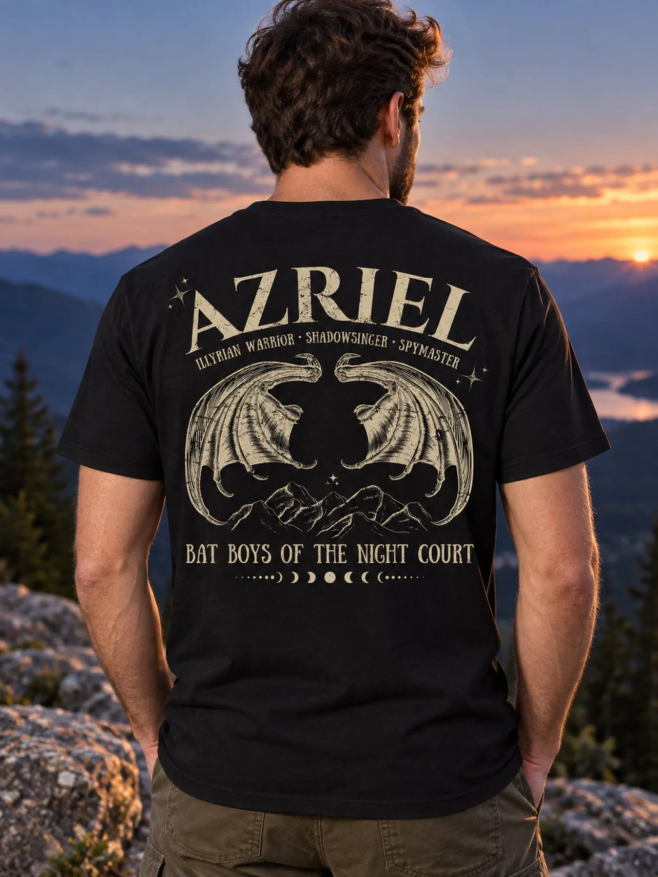 Acotar Azriel Bat Boys Shadowsinger Night Court A Court of Thorns and Roses Men'S Back Print T-Shirt Unisex Tee