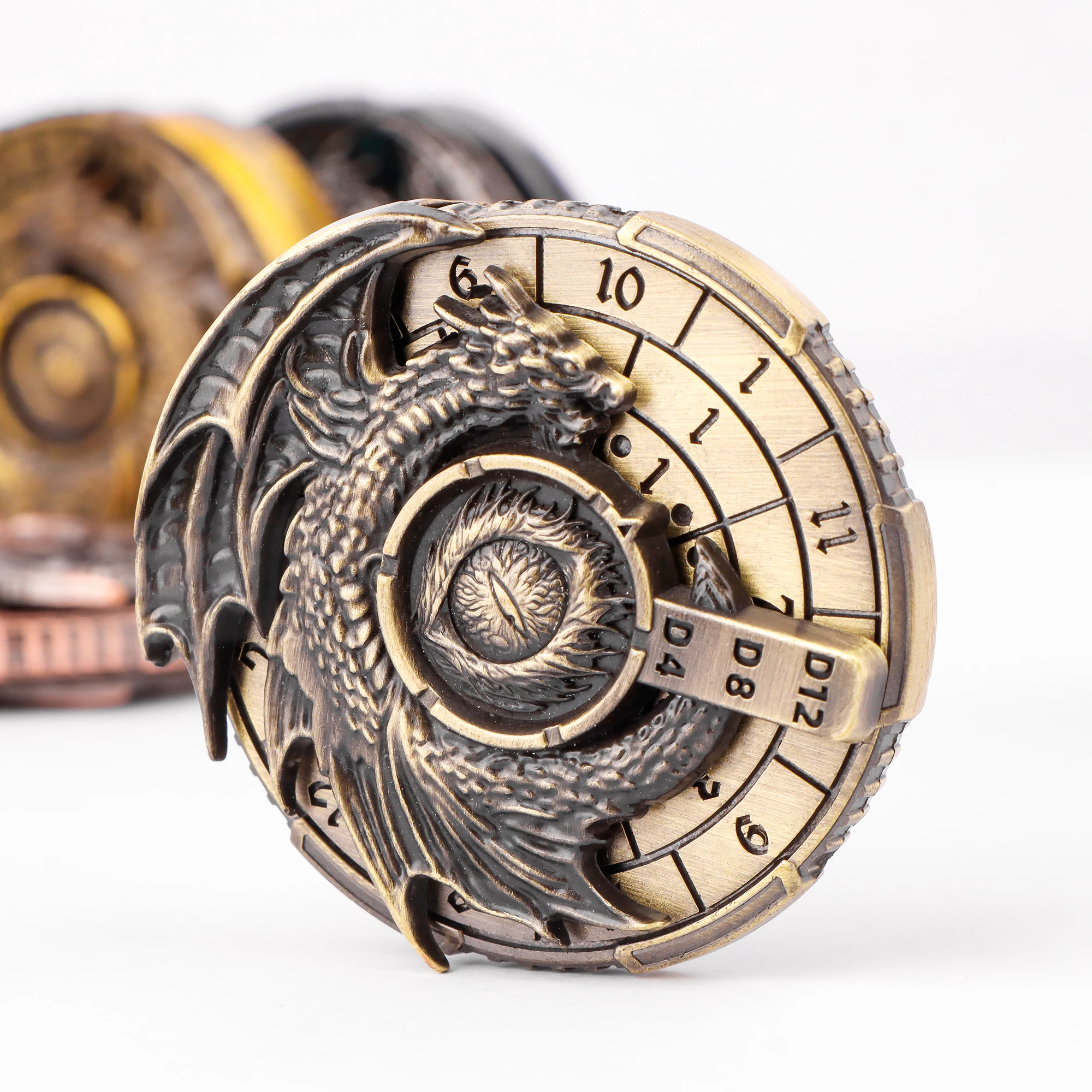 مجموعة نرد دوارة 7 في 1، نرد الروليت الدوران بأطراف الأصابع للزنزانات والتنينات، نرد بوصلة DND، لعبة طاولة لعب الأدوار RPG #4