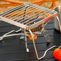 Barbecue Cooking Rack Foldable Baking Tray BBQ Mini Stove Table Stainless Steel Outdoor Camping Picnic Charcoal Oven Portable