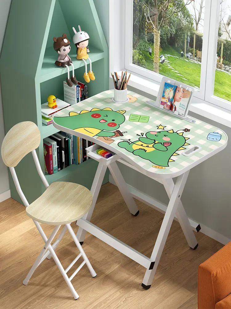 Foldable, student writing, learning desk and chair set, children's, minimalist modern