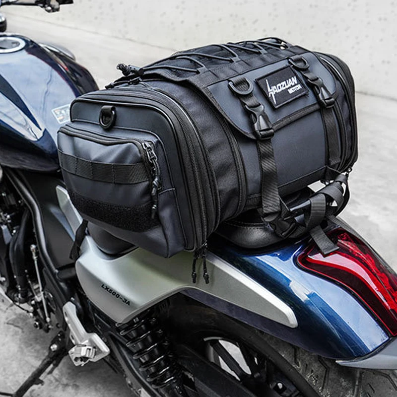 

Motorcycle Tail Bag Black Motorbike Waterproof Tail Travel Rider Luggage Rear Back Seat Bag Large Capacity Saddle Bag