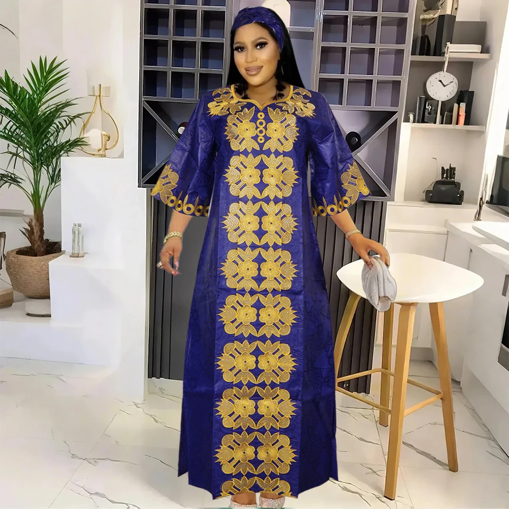 

H&D African Clothes For Women Tradition Dress Embroidery Bazin Wedding Party Dress Ankara Robes Trads Wears African Clothes 2024