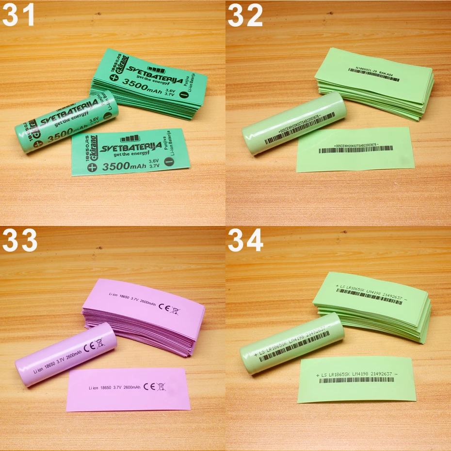 100pcs/lot 18650 lithium battery heat shrinkable sleeve battery cover skin PVC heat shrinkable film shrink skin