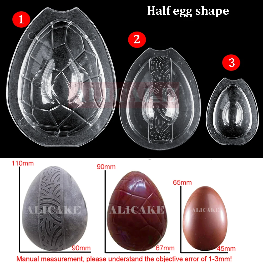 3Pcs Chocolate Mould Easter Egg Half Shape Polycarbonate Professional Cake Mold for Chocolates Confectionery Baking Pastry Tools