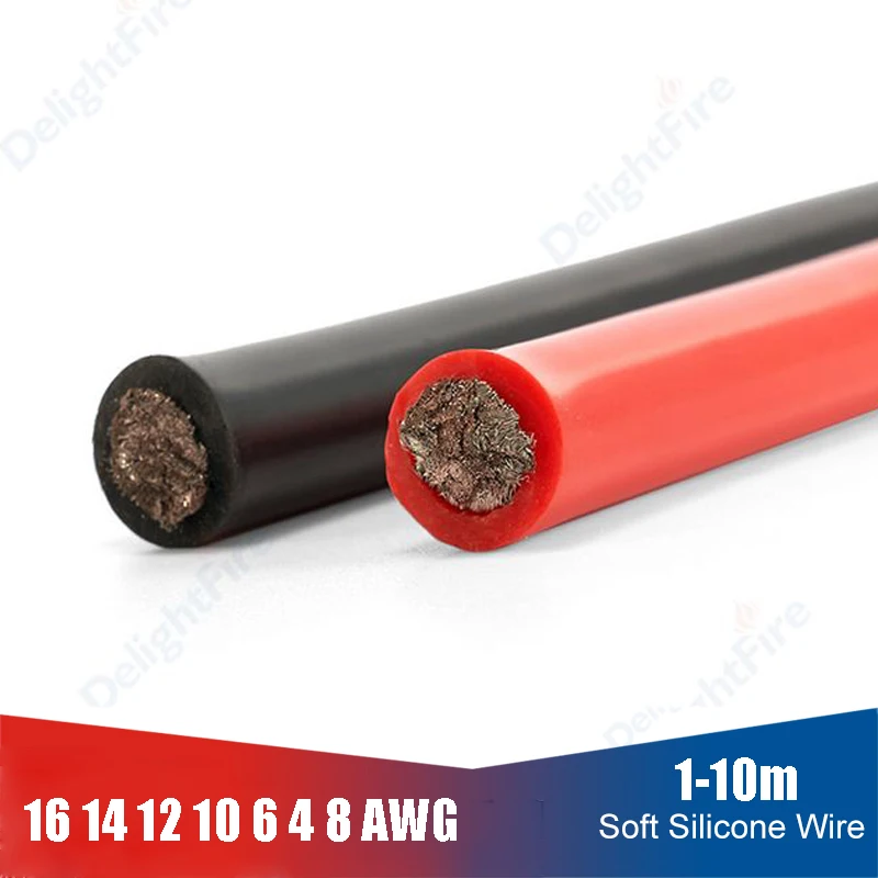 Heat Resistant Silicone Wire 16 14 12 10 8 6 4 AWG Red Black Ultra Flexible Tinned Copper Wire For Car Battery Home Appliance