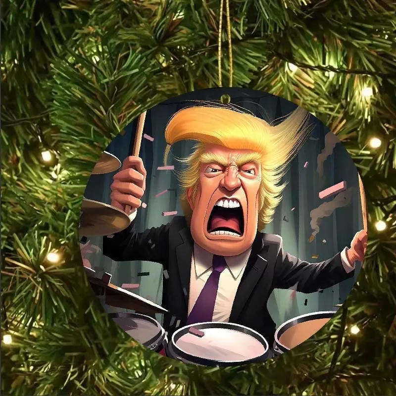 Christmas Tree Hanging 2D Flat Acrylic Funny Donald-Trump Ornament Car Backpack Keyrings Party Props Hanging Decorations