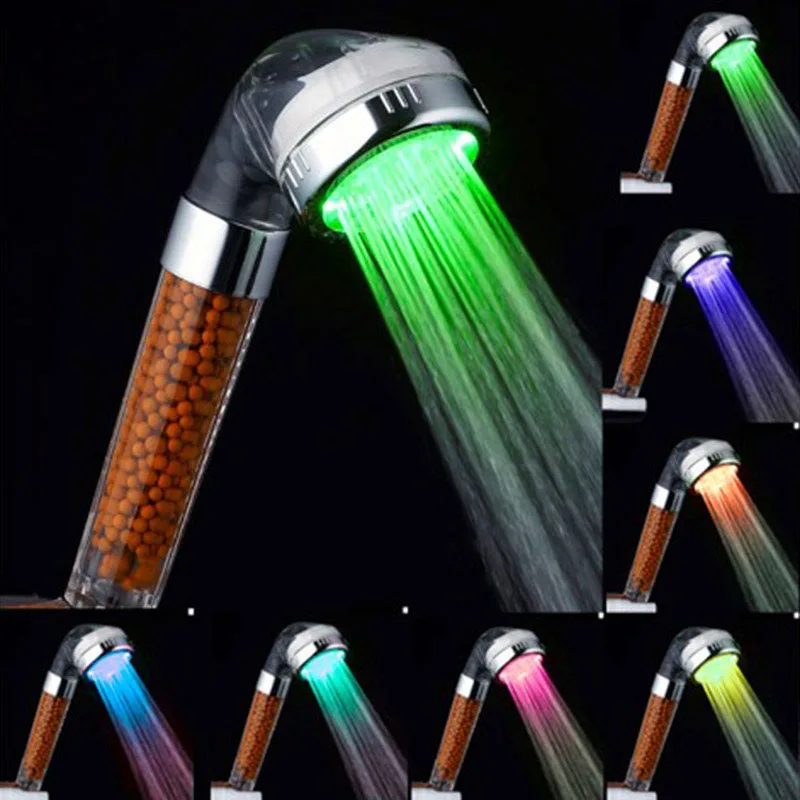 7colors Shower head bath morden LED RGB Light bathroom Showerhead Handheld High Pressure SPA Water Saving bathroom accessories