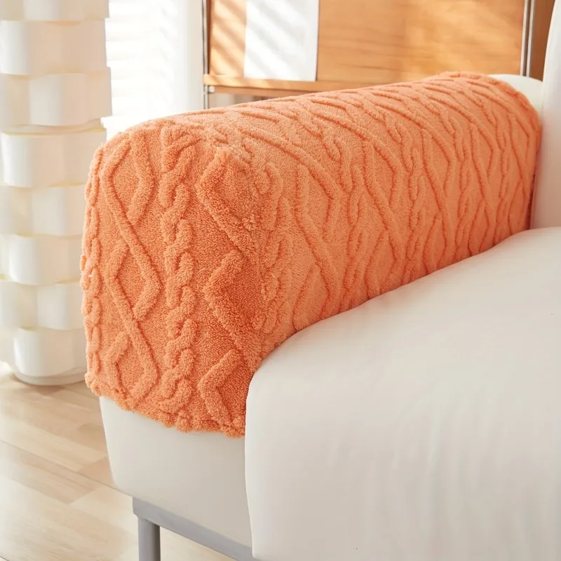 2PCS/SET Plush Stretchable Non-Slip Sofa Armrest Covers Set of 2 Universal Fit Full Coverage Fabric Protectors for Couches