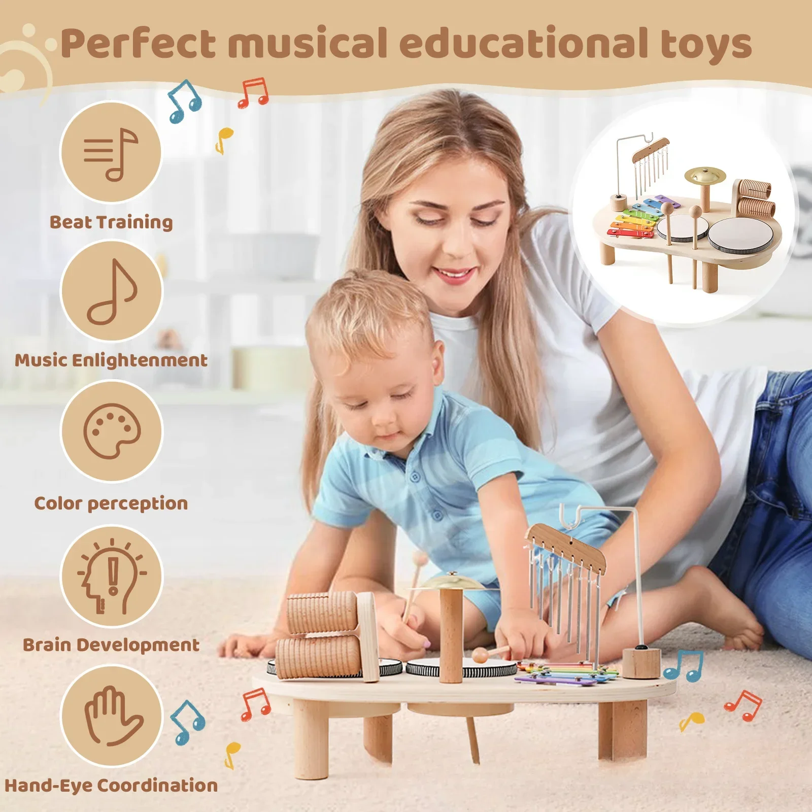 Baby Educational Toys Early Education Drum Toy Music Table Toy For Child Hand-eye Coordination Piano Music Table Toy