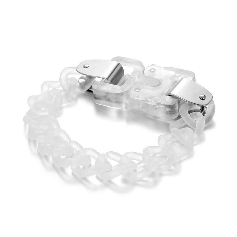 FishSheep Hiphop Acrylic Chain Lock Necklace for Men Women Punk Transparent Buckle Pendants Necklaces Male Jewelry Gift